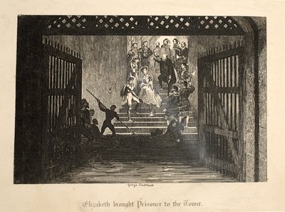 Elizabeth Brought Prisoner to the Tower, from The Tower of London by George Cruikshank