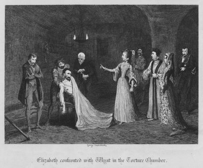 Elizabeth confronted with Wyat in the Torture Chamber by George Cruikshank