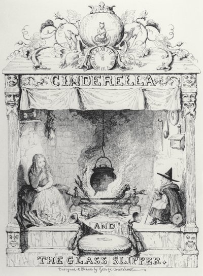 Frontispiece of Cinderella and the Glass Slipper by Charles Perrault by George Cruikshank