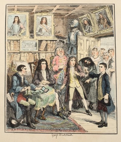 Jack Sheppard accuses Thames Darrell of the Theft, illustration from Jack Sheppard: A Romance by William Harrison Ainsworth, published 1839 by George Cruikshank