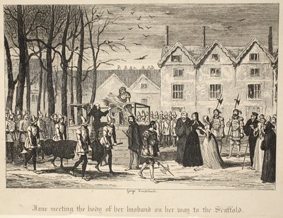 Jane Meeting the Body of Her Husband on Her Way to the Scaffold, from The Tower of London by George Cruikshank