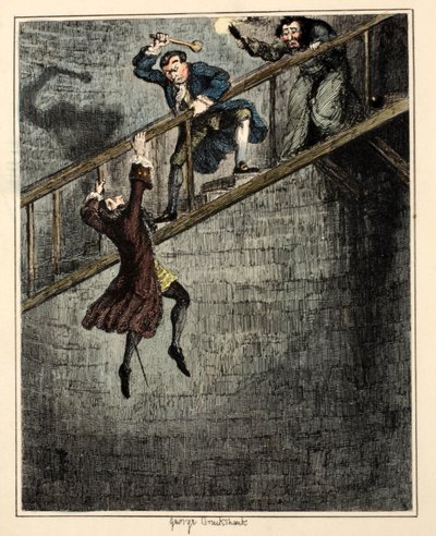 Jonathan Wild Throwing Sir Rowland Trenchard Down the Well-Hole, Illustration from 