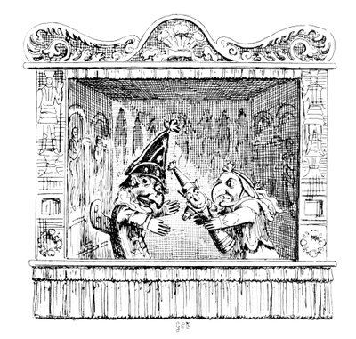 Judy urges Mr Punch to take the child by George Cruikshank