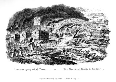 London Going Out of Town - or The March of Bricks and Mortar, 1829 by George Cruikshank
