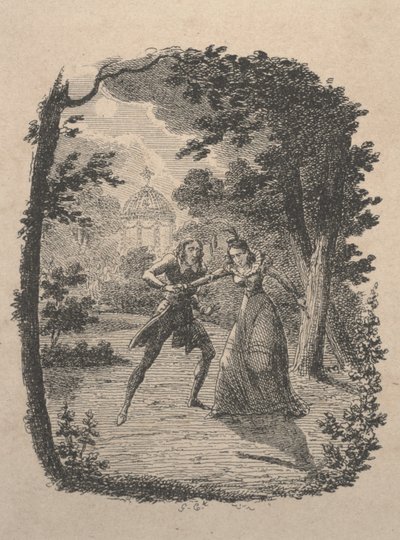 Man and Woman in the Garden by George Cruikshank