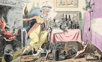 Mixing A Recipe for Corns, published 1835 by George Cruikshank