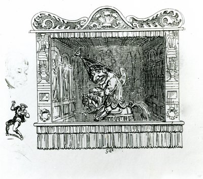 Mr Punch on Hector the Horse by George Cruikshank