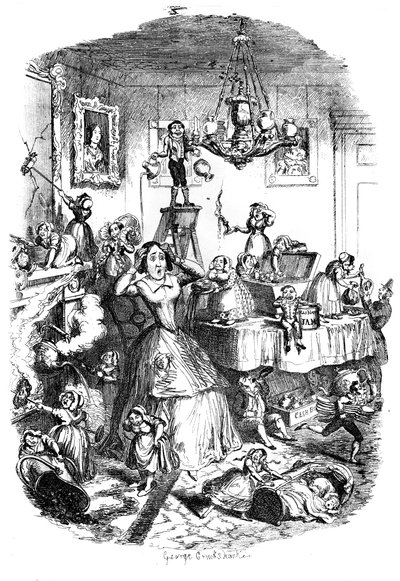 Nearly worried to death by the Greatest Plague of Life by George Cruikshank