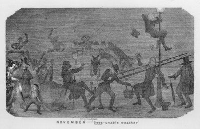 November, Sees-unable weather, ie London smog by George Cruikshank