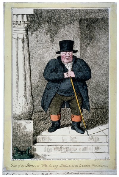 One of the Lions - or the Living Statue at the London Museum by George Cruikshank