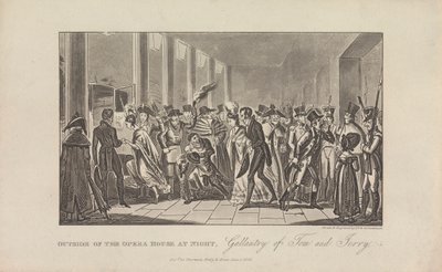 Outside of the Opera House at Night by George Cruikshank