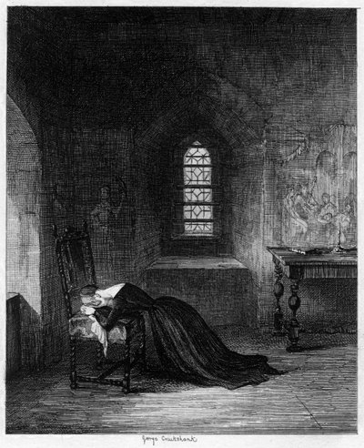 Queen Jane imprisoned in the Brick Tower, Tower of London, 1553-1554 by George Cruikshank
