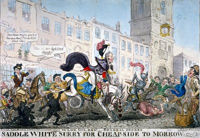 Saddle white Surry for Cheapside to Morrow, 1812 by George Cruikshank