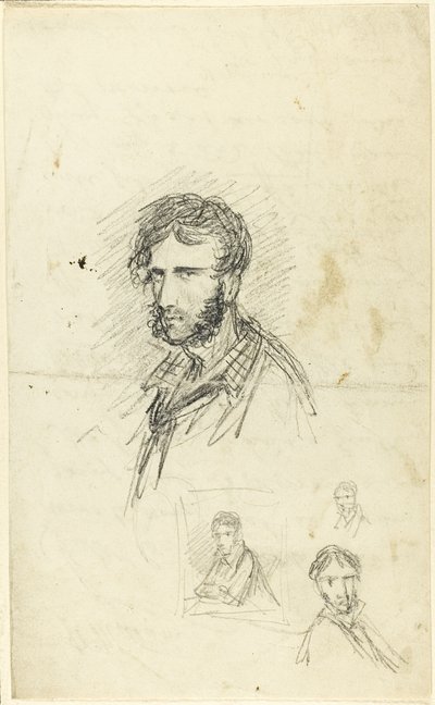 Self-Portrait with Three Sketches by George Cruikshank