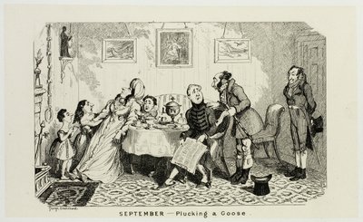 September - Plucking a Goose from George Cruikshank