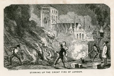 Stirring up the Great Fire of London by George Cruikshank