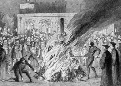 The Burning of Edward Underhill on Tower Green by George Cruikshank