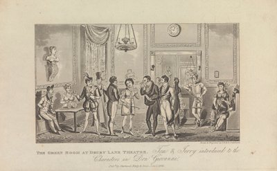 The Green Room at Drury Lane Theatre by George Cruikshank