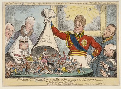 The Royal Extinguisher, or the King of Brobdingnag & the Lilliputians by George Cruikshank