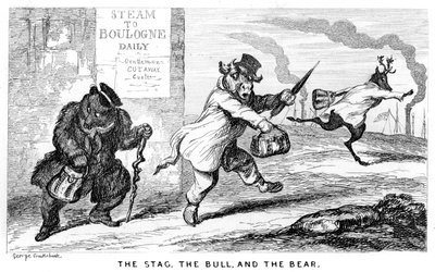 The Stag, the Bull, and the Bear, 19th century by George Cruikshank