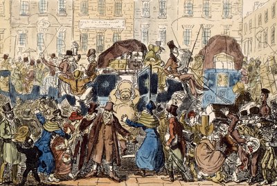 Travelling in England, or a Peep from the White Horse Cellar, 1819 by George Cruikshank