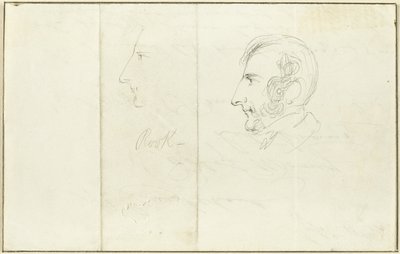 Two Self-Portraits in Profile by George Cruikshank