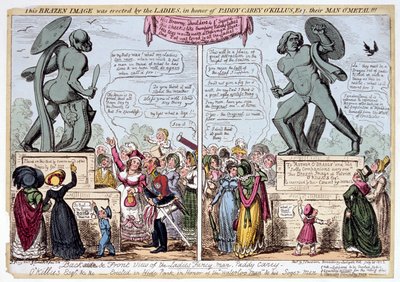 Women admiring the statue of Achilles, Hyde Park, London by George Cruikshank