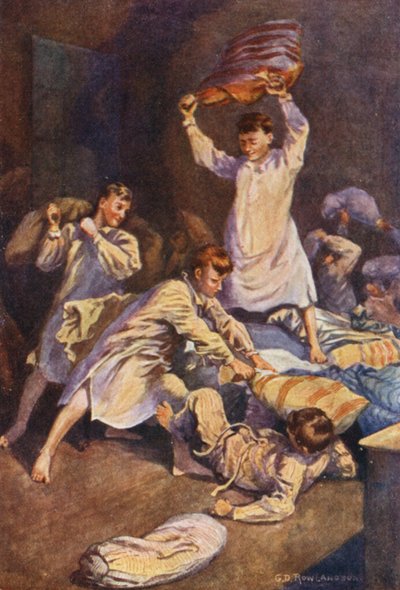 Stripping the Covers Off Their Bolsters, Would Meet in Mortal Fray by George Derville (after) Rowlandson