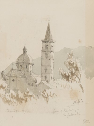 Alassio, from the Railway, En Passant!, 12th March 1878 by George Douglas Tinling