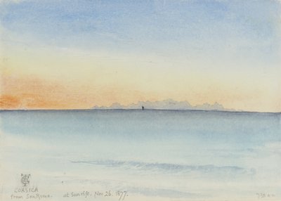 Corsica from San Remo at Sunrise, 7:30 am 26th November 1877 by George Douglas Tinling