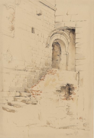 In a Courtyard Adjoining S. Siro, San Remo, January 1878 by George Douglas Tinling