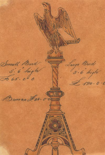 Designs executed for Jones and Willis, metal and wood-workers and church furniture manufacturers of Birmingham and London by George Edmund Street
