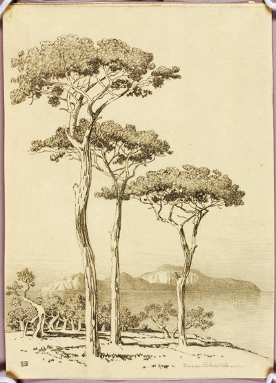 Untitled (transfer drawing for Capri from Sorrento) by George Elbert Burr