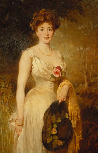 Portrait of a Lady in a White Dress by George Elgar Hicks