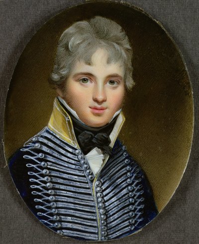 Miniature of William Howe de Lancey, Cornet in 17th Light Dragoons and was aide de camp to Wellington by George Engleheart