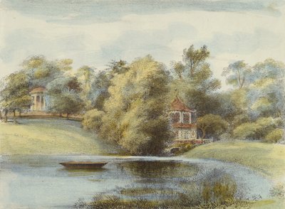 Chinese Temple and Temple of Eolus, Kew Gardens, plate 16 from Kew Gardens: A Series of Twenty-Four Drawings on Stone, engraved by Charles Hullmandel, published 1820 by George Ernest after Papendiek
