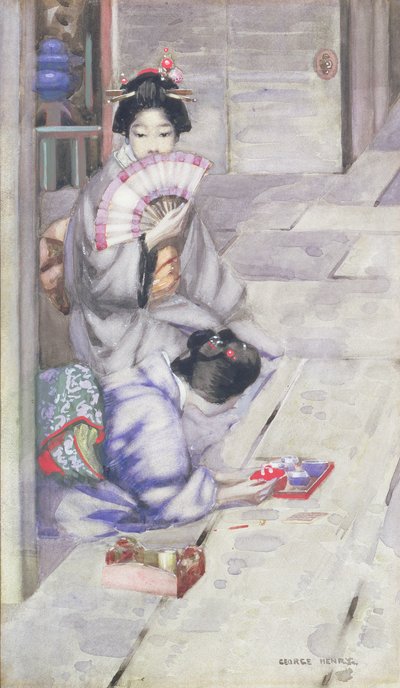 Geisha Drinking Tea by George F. Henry