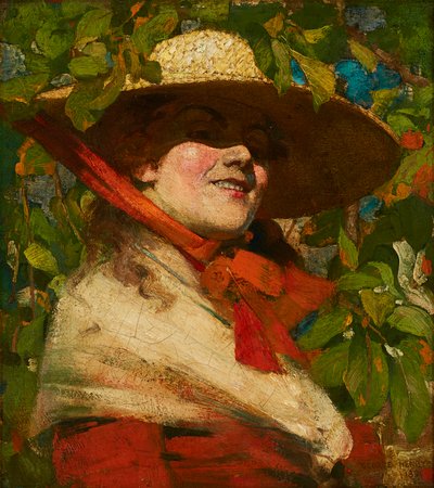 Girl with Straw Hat by George F. Henry