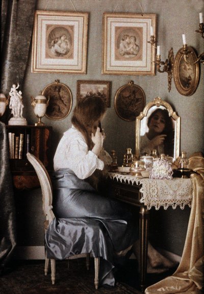 Woman with Her Toilet - Autochrome by G. Henry, circa 1910 by George F. Henry