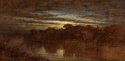 Twilight on the Avon, Ruins of Kenilworth Castle in the Distance by George F. Teniswood