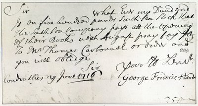 Letter written by Handel, June 1716 by George Frederick Handel