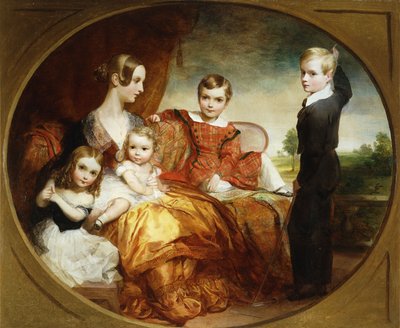 A Group Portrait of a Lady with her Four Children on a Terrace, 1843 by George Frederick Watts