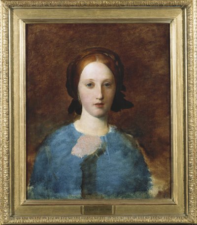 Portrait of Mrs. Prescott Decie, Bust Length, in a Blue Dress - A Sketch by George Frederick Watts