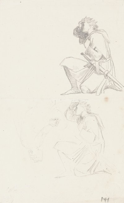 Studies of a Kneeling Knight by George Frederick Watts