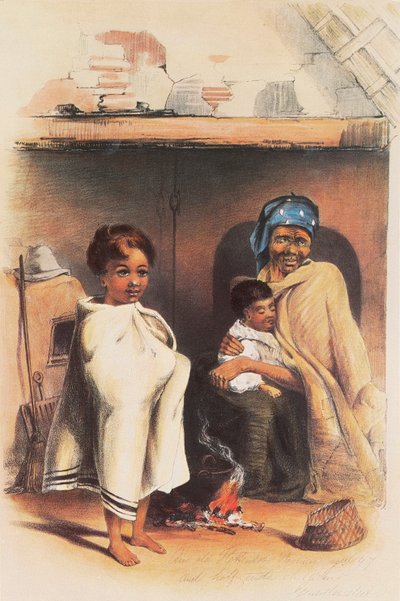 An Elderly Hottentot Woman in Her Hut Symbolizes Resilience by George French Angas