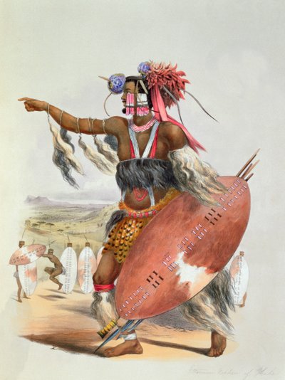 Zulu warrior, Utimuni, nephew of Chaka the late Zulu king, 1849 by George French Angas