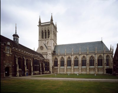 Gothic art: view of Saint John College founded in 1511 by the Countess of Richmond. The chapel was built in 1864 on a project by Sir George Gilbert Scoot. University of Cambridge, England by George Gilbert Scott