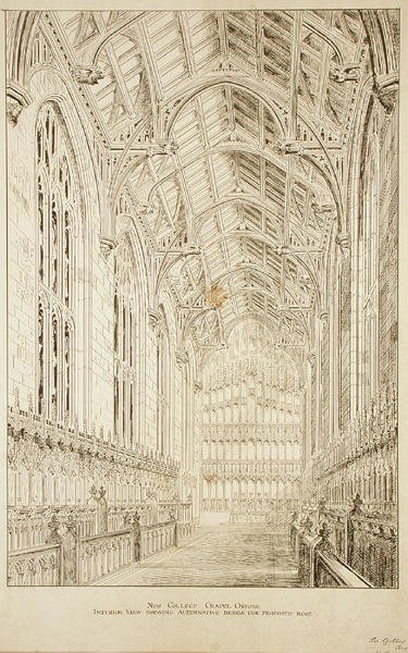 New College Chapel: Interior View Showing Alternative Design for Proposed Roof by George Gilbert Scott