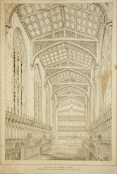 New College Chapel: Interior View Showing Designs for Proposed Roof by George Gilbert Scott