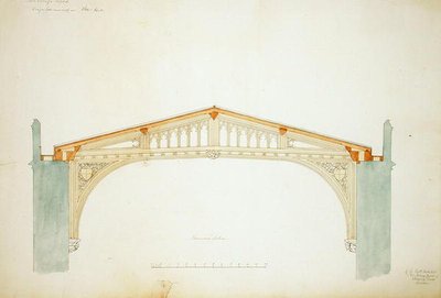 New College Oxford: Design for Hall New Roof by George Gilbert Scott